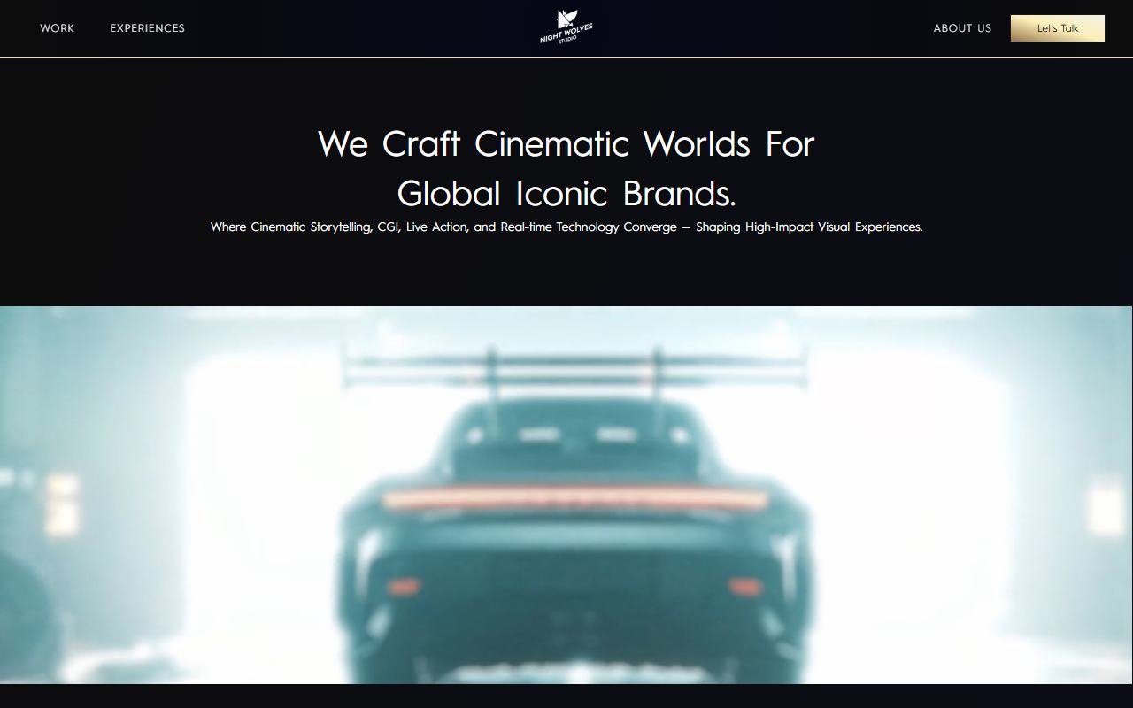 Homepage of Night Wolves Studio as it appeared in September 2026